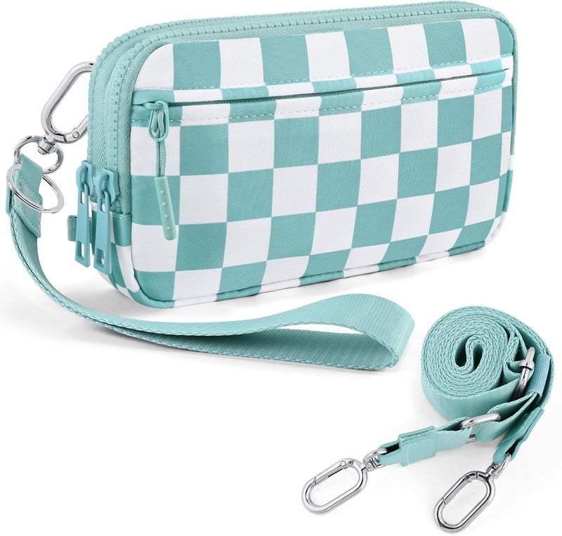 NEWROGENG Checkered WristleWallets for Women, RFID Wallet Crossbody with 4 Zippers, Credit Card Holder Cell Phone Organizer - Image 1